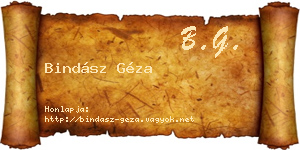 Bindász Géza névjegykártya